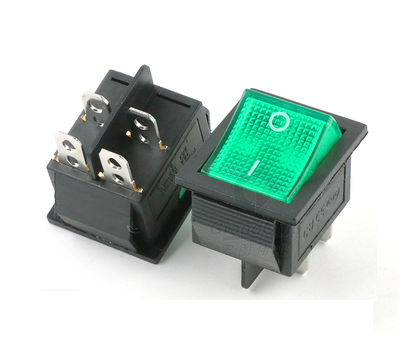 Перемикач KCD4-201 250V колір зелений (4pin)
