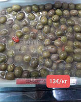 Гігантські бочкові зелені оливки з червоним перцем (500 г)