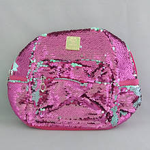 Рюкзак жіночий з екошкіри c паєтками 24x24x11 Рожевий