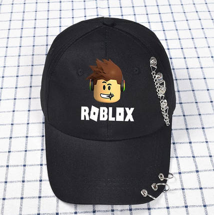 Кепка бейсболка Roblox Роблокс з кільцями та ланцюгами чорна, фото 1