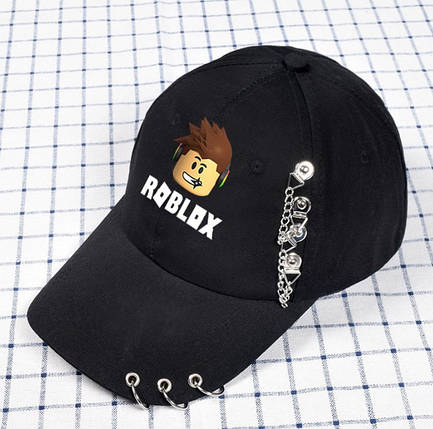 Кепка бейсболка Roblox Роблокс з кільцями та ланцюгами чорна, фото 3