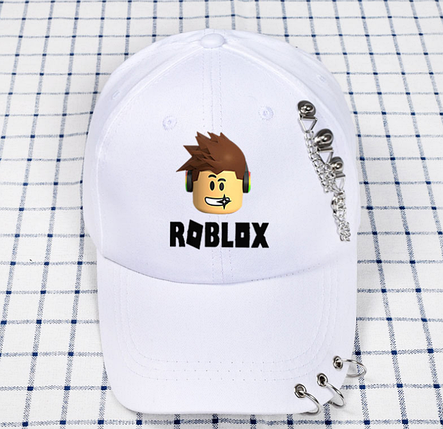 Кепка бейсболка Roblox Роблокс із кільцями та ланцюгами біла, фото 1
