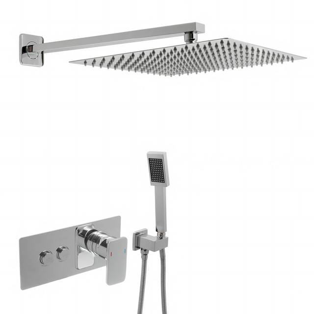 Система прихованого монтажу для душу SSD-06 хромована з дизайном квадратної форми.