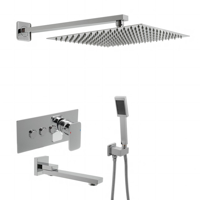 Система для душу прихованого монтажу SSD-09 хромована з дизайном квадратної форми.