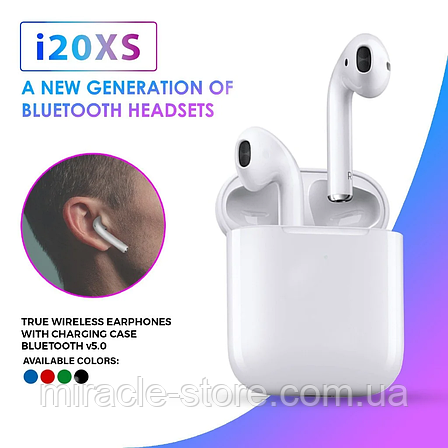 Навушники бездротові i20 XS TWS у кейсі Stereo Bluetooth, фото 2