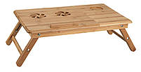 Столик дерев'яний підставка розкладний для ноутбука з вентиляцією й кутом нахилу (бамбук), фото 3