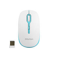 Безпровідна оптична мишка миша MEETION Wireless Mouse 2.4 G MT-R547 біла з блакитним