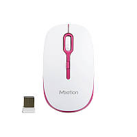 Безпровідна оптична мишка миша MEETION Wireless Mouse 2.4 G MT-R547, біла з червоним