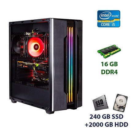 Cougar Gemini S Tower / Intel Core i5-10600K (6 (12) ядер по 4.1 - 4.8 GHz) / 16 GB DDR4 / 240 GB SSD+2000 GB, фото 1
