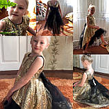 Подовжене золоте нарядне плаття на дівчинку ріст 128-134, фото 4