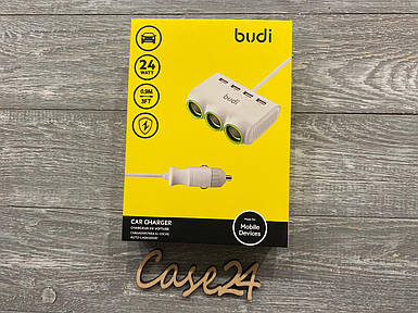 Автомобільний зарядний пристрій Budi (4 USB + 3 входи для автозарядки, 0,9 метра) (M8J650)