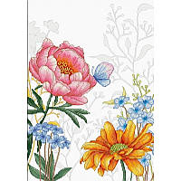 Набор для вышивания нитками Luca-S Цветы и бабочки Aida 16