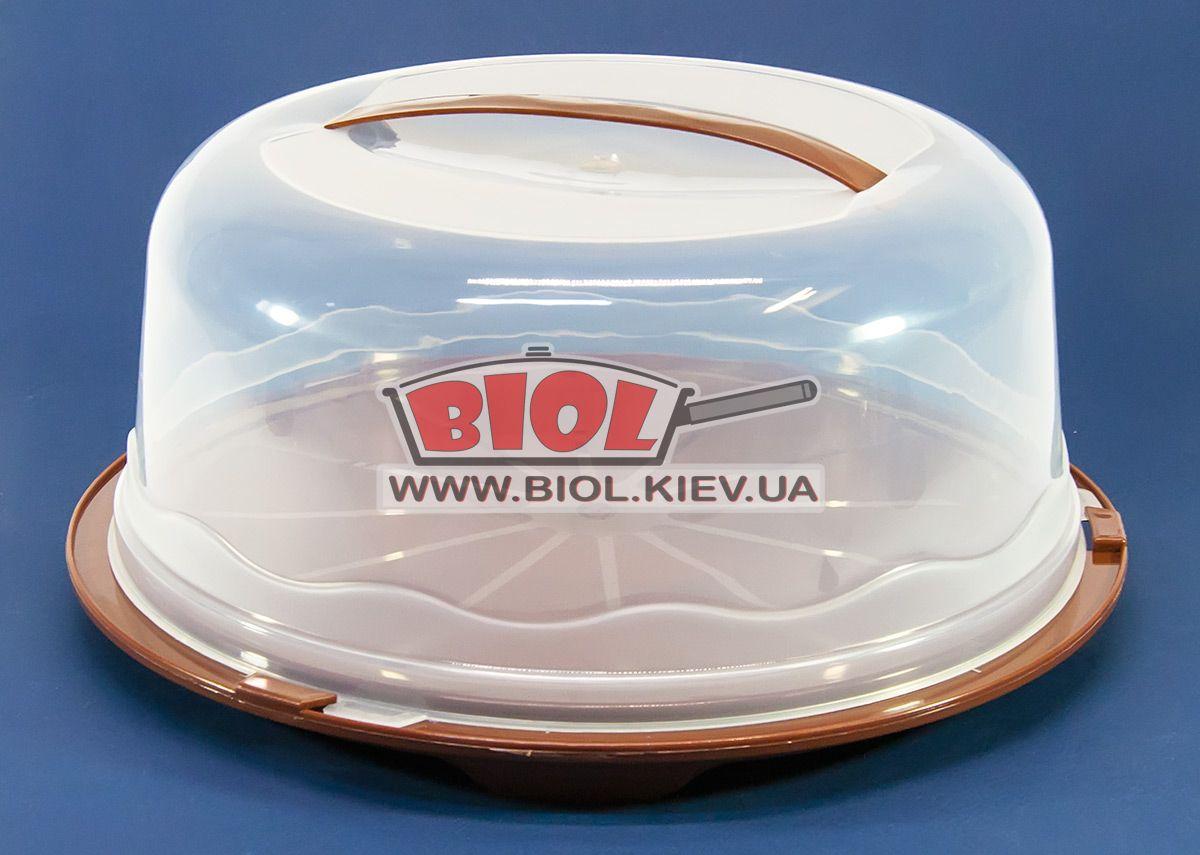 Тортівниця кругла пластикова 31х15 см КОРІЧНЕВИЙ R Plastic