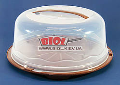 Тортівниця кругла пластикова 31х15 см КОРІЧНЕВИЙ R Plastic