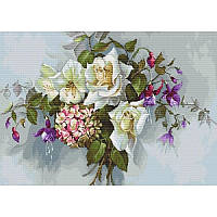 Набор для вышивания нитками Luca-S Цветы Букет с розами Aida 18 ct.