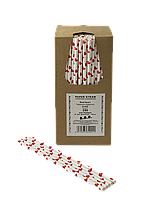 Трубочка паперова BAR 197x6 мм, 250 шт. Червоне серце (2142)