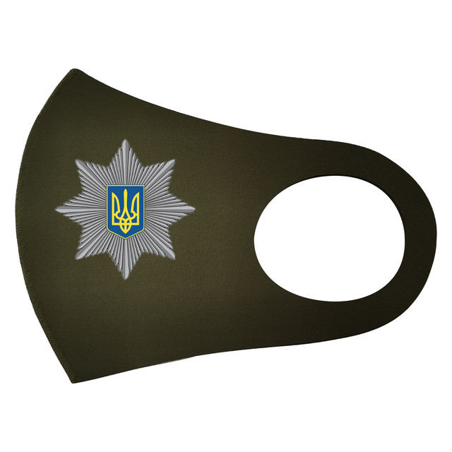 Маска многоразовая национальная полиция Украины цвет олива