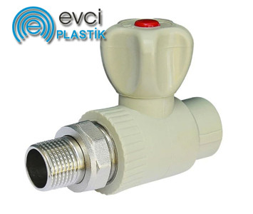 Кран радіаторний Evci Plastik 20х1/2" поліпропіленовий (прямий)