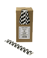 Трубочка паперова BAR 197x6 мм, 250 шт. Чорна смужка (2125)