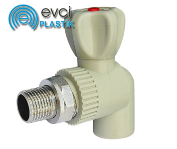 Кран радіаторний Evci Plastik 25х3/4" поліпропіленовий (кутовий), фото 1