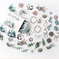 Наклейки для скрапбукінгу, Коробка - 40 шт., Тематика лісу і природи, Папір.