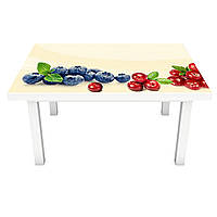 Виниловая 3Д наклейка на стол Клюква и Голубика (ПВХ пленка самоклеющаяся) лесные ягоды Бежевый 650*1200 мм