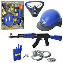 Набір поліцейського 33590-33610, автомат, каска, маска, наручники, тріскачка