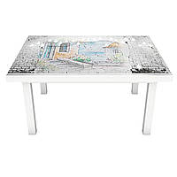 Виниловая 3Д наклейка на стол Фрески Кирпичи (ПВХ пленка самоклеющаяся) Архитектура Серый 650*1200 мм