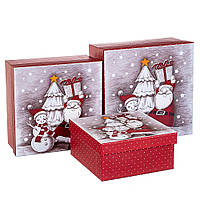 Набір новорічних подарункових коробок "У ялинки" 3 шт. (20х20х9.5 см)