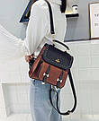 Рюкзак-сумка жіночий трансформер в вінтажному стилі коричневий., фото 8