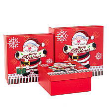 Комплект новорічних подарункових коробок "Веселий Дід Мороз" 3 шт. (20х20х9.5 см)