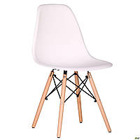 Обідній стілець Aster-RL Wood пластик білий на деревяних ніжках