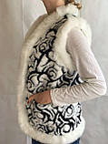 Жилетка з білого кролика та овчини, жилет з овечої вовни, безрукавка з вовни, розміри 38-62, фото 3