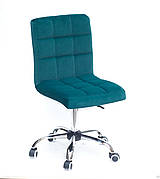 Крісло офісне на колесах AUGUSTO СН-OFFICE оксамит колір зелений B-1003, колесна база на вибір