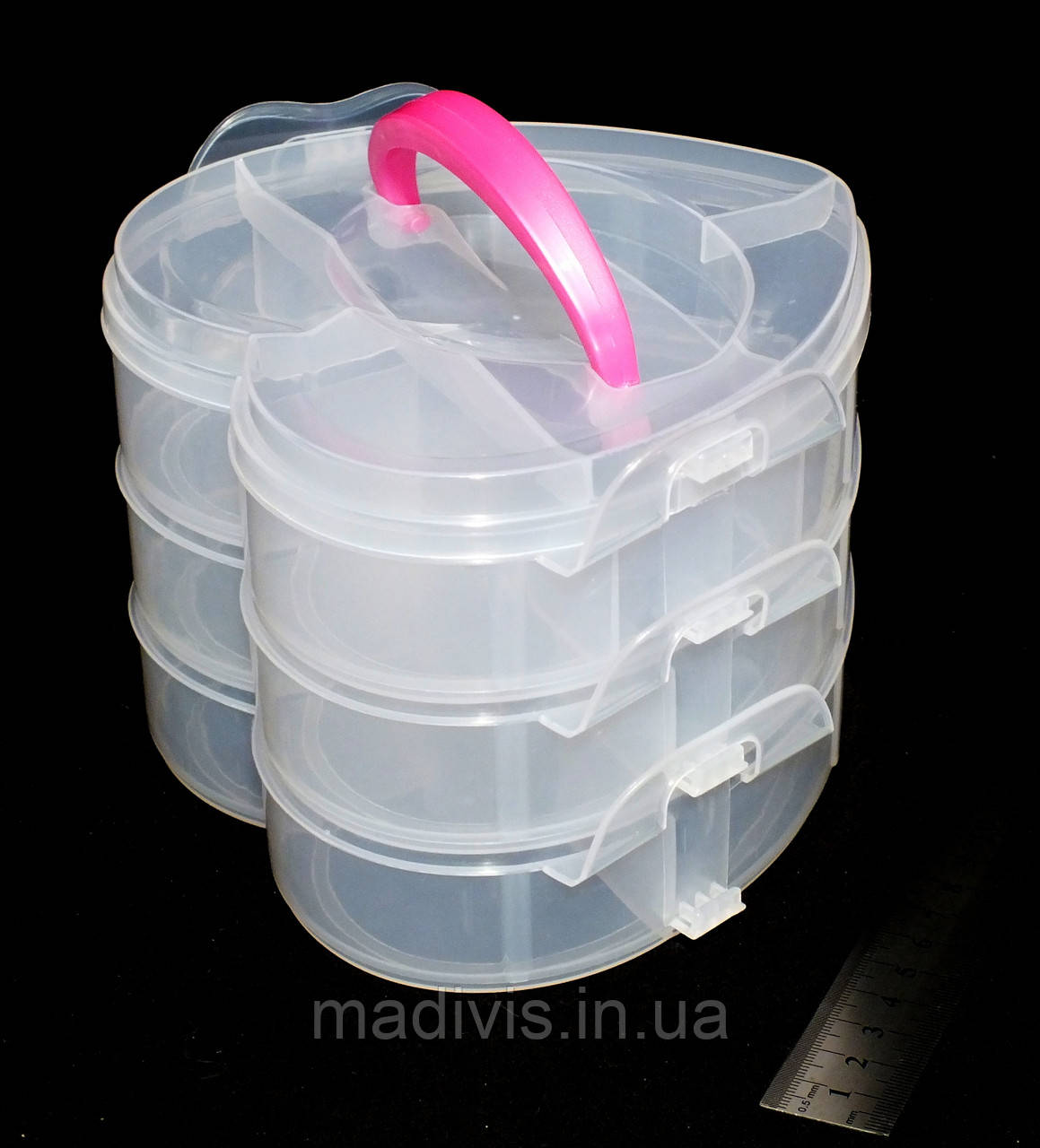 Бокс-органайзер для рукоділля прозорий "Сердечко" (15 відділенні). 17 х 15 х 13 см., фото 1