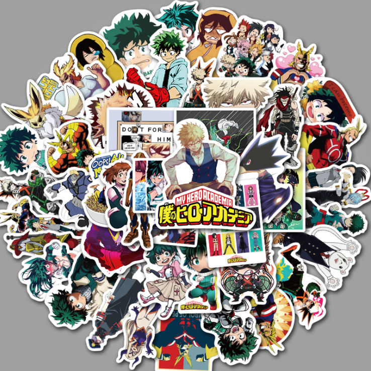 Набір вінілових наклейок стикерів Аніме My Hero Academia Стікербомбінг на автотелефон ноутбук 50 шт.