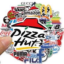 Набір вінілових наклейок стикерів Набір Логотип Бренди Хайпові Стикербомбінг на авто телефон 70 шт., фото 2
