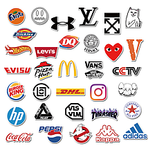 Набір вінілових наклейок стикерів Набір Логотип Бренди Хайпові Стикербомбінг на авто телефон 70 шт., фото 4