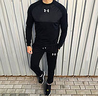 Спортивний костюм чоловічий чорний весняний з білим лого Under Armour (репліка)