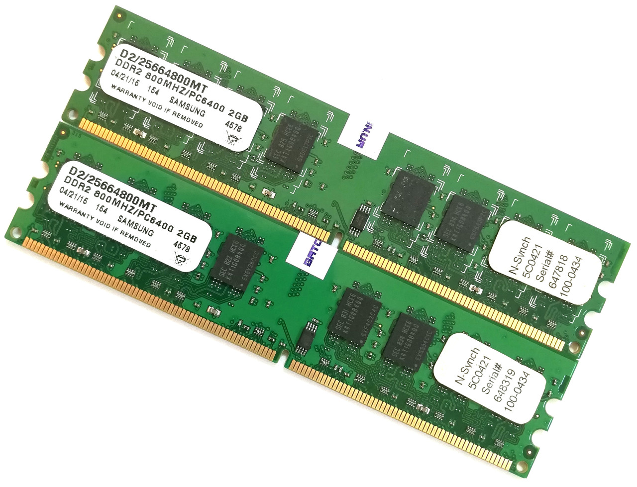 Пара оперативной памяти DDR2 4Gb (2Gb+2Gb) 800MHz PC2 6400U 2R8 CL6 (D2/25664800MT) с чипами Samsung Б/У