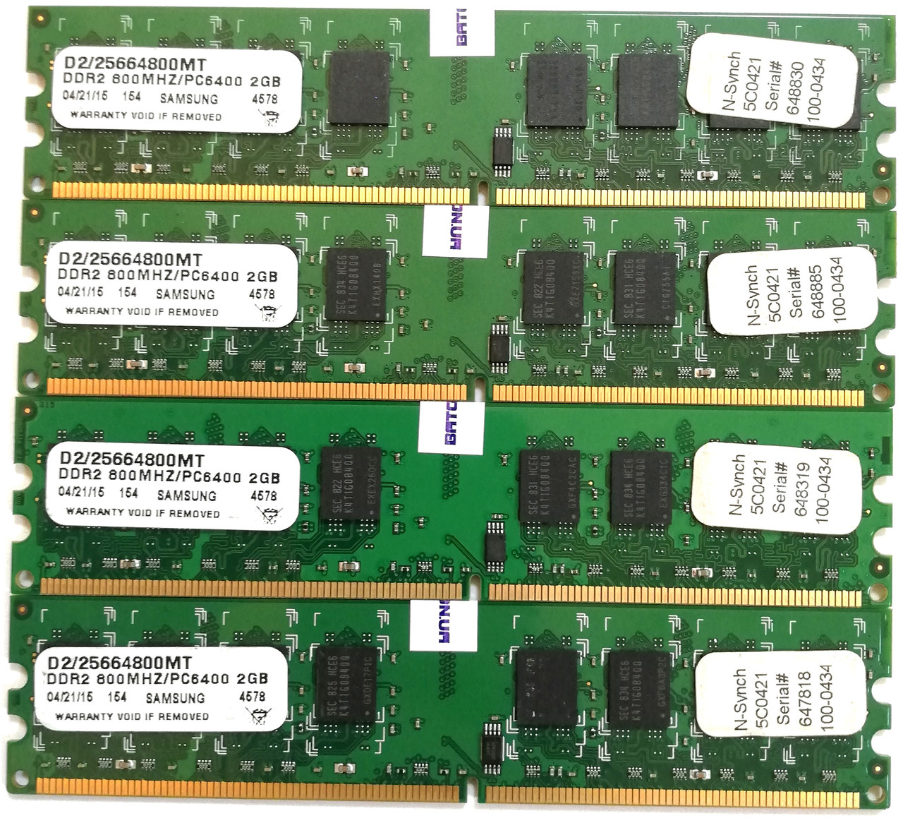 Комплект оперативной памяти DDR2 8Gb (4*2Gb) 800MHz PC2 6400U 2R8 CL6 (D2/25664800MT) с чипами Samsung Б/У