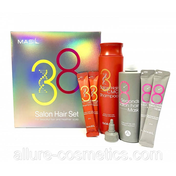 Набір маска для волосся + шампунь Masil Hair mask 200ml+8ml*2шт + salon hair cmc shampoo 300ml+8ml*2шт