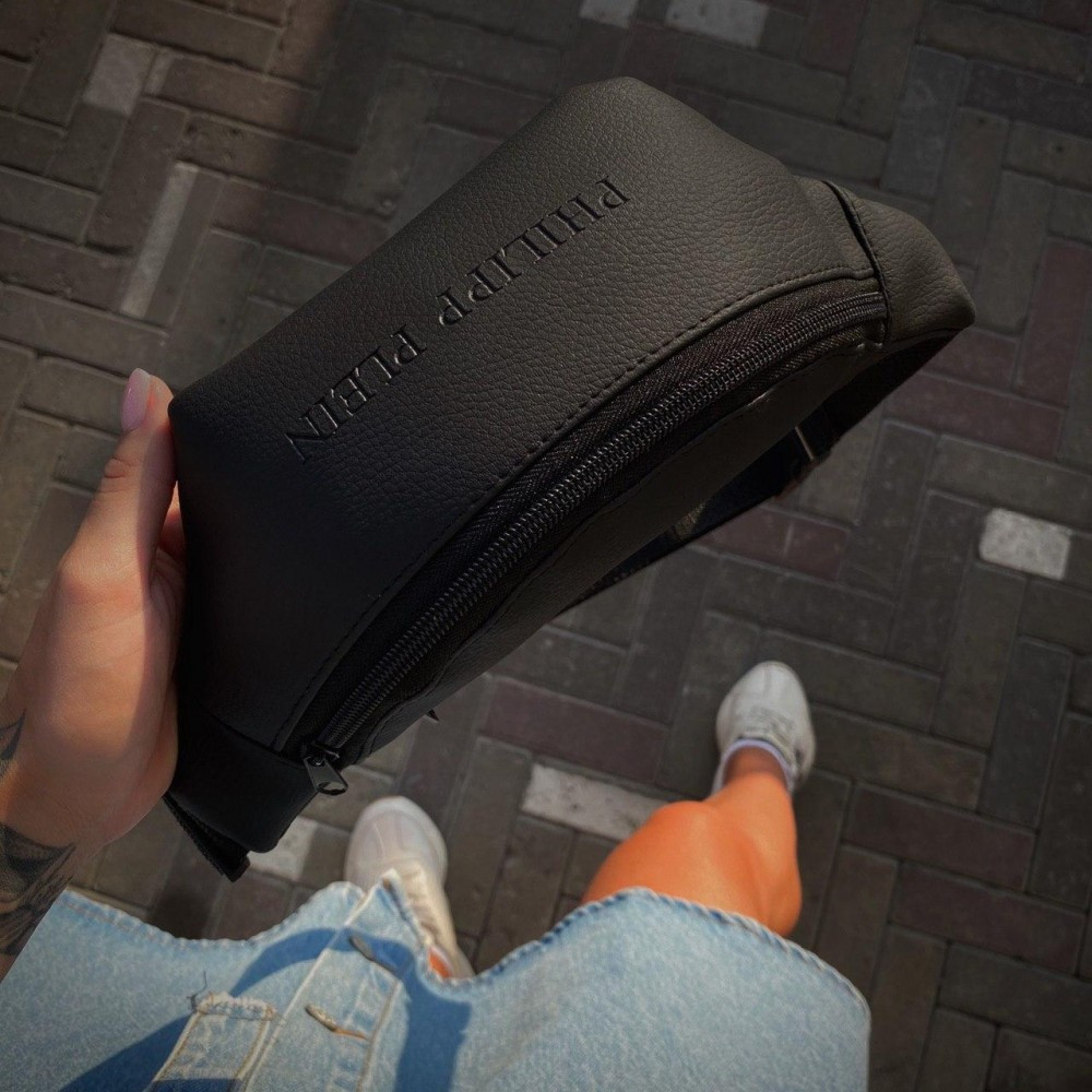 Чоловіча чорна сумка бананка Philipp Plein, Філіп Плейн, сумка на пояс