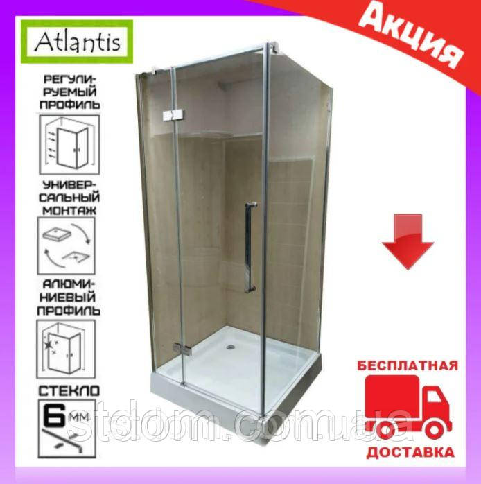 Квадратна душова кабіна 90x90 см з піддоном Atlantis JL-138