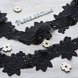 Об'ємне мереживо 3Д / колір чорний / ширина 9 см / замовлення від 1 м