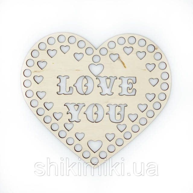 Денце 17,5*15,5, ажурна з фанери у формі Серця "I Love You"