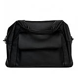 Стильна жіноча спортивна сумка з екошкіри з двома ручками і довгим ремінцем через плече чорна, фото 9