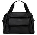 Стильна жіноча спортивна сумка з екошкіри з двома ручками і довгим ремінцем через плече чорна, фото 6