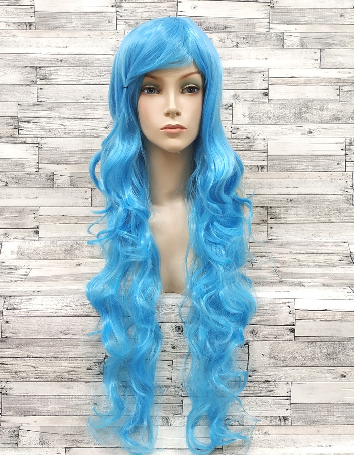 Перука жіночий блакитний хвилястий аніме карнавальний косплей cosplay довгий, фото 1