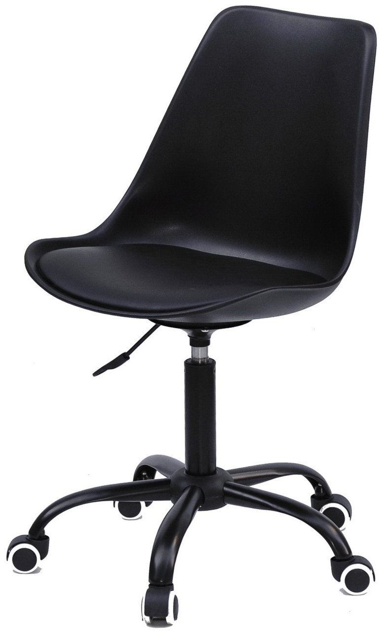Стул Albert BK-Office Черный Кожзам, Черная Опора на Колесах ...
